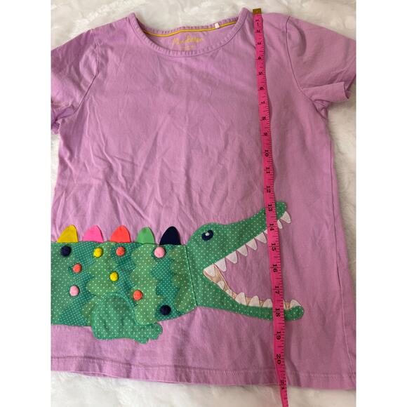 Mini Boden 3D Alligator Appliqué Pom Pom Embroidered T-Shirt Pink Girls 11-12 - Picture 9 of 9
